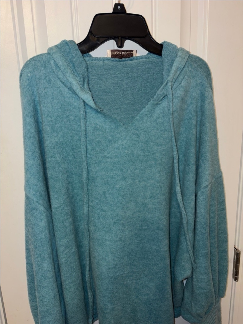 NWOT Zenana Outfitters Teal Hooded Crewneck Sweater